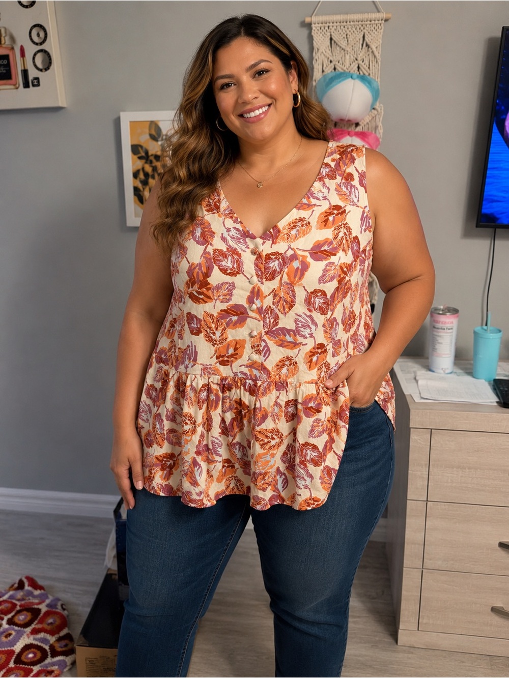 ModCloth sleeveless floral top size 1X